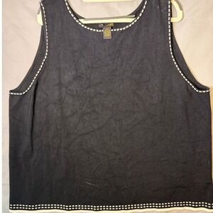 Grace Dane Lewis Woman 3X Black White Knit Sleeveless Sweater Tank Top Plus Size